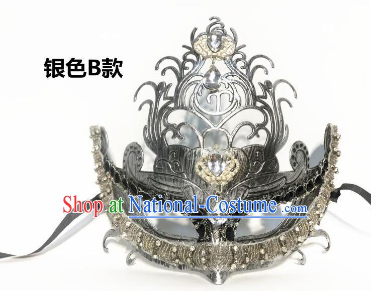 Top Halloween Cosplay Fancy Dress Ball Argent Masks Brazilian Carnival Catwalks Crystal Face Mask for Women