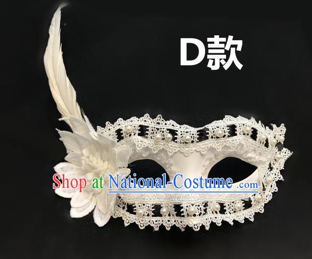 Top Halloween Cosplay Fancy Dress Ball White Feather Flowers Masks Brazilian Carnival Catwalks Face Mask for Women