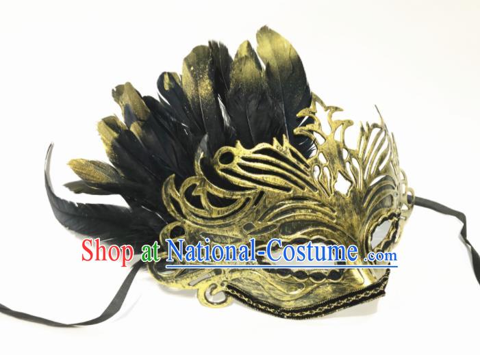 Top Halloween Cosplay Feather Golden Masks Brazilian Carnival Catwalks Fancy Dress Ball Face Mask for Men