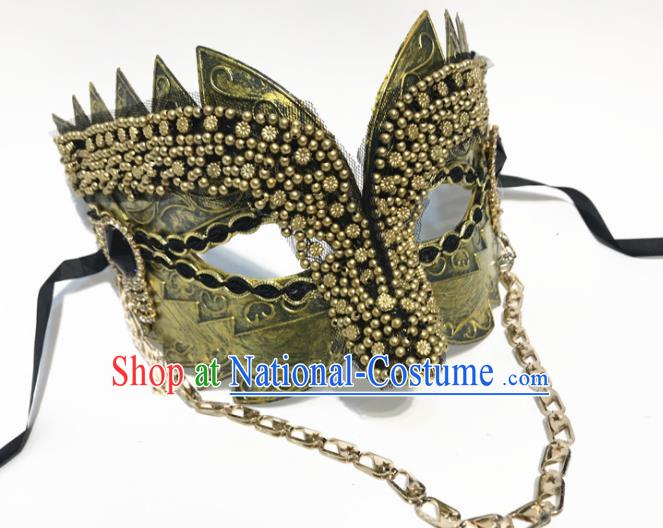 Top Halloween Cosplay Golden Masks Brazilian Carnival Catwalks Fancy Dress Ball Face Mask for Men