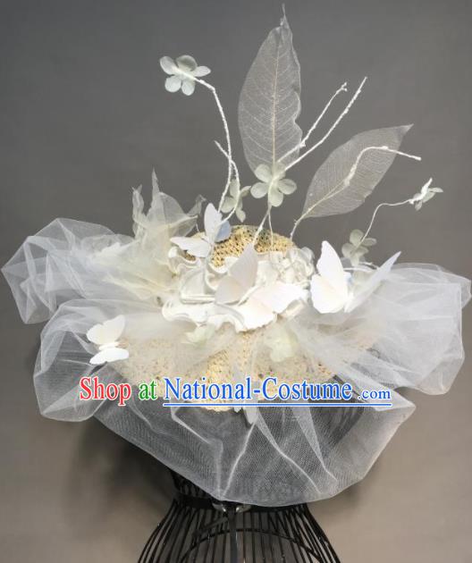 Top Halloween Stage Show Hair Accessories Brazilian Carnival Catwalks White Veil Top Hat Headdress for Women