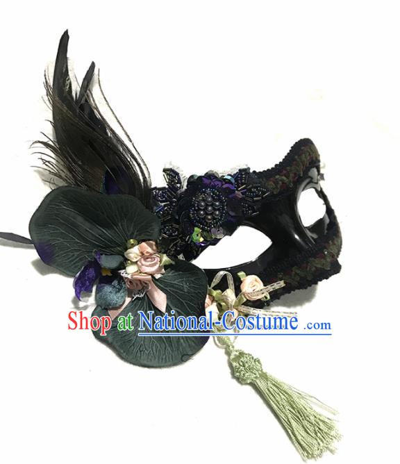 Top Fancy Dress Ball Black Feather Lotus Masks Brazilian Carnival Halloween Cosplay Face Mask for Women