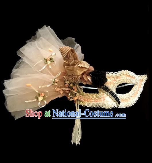 Top Fancy Dress Ball Pink Veil Masks Brazilian Carnival Halloween Cosplay Face Mask for Women