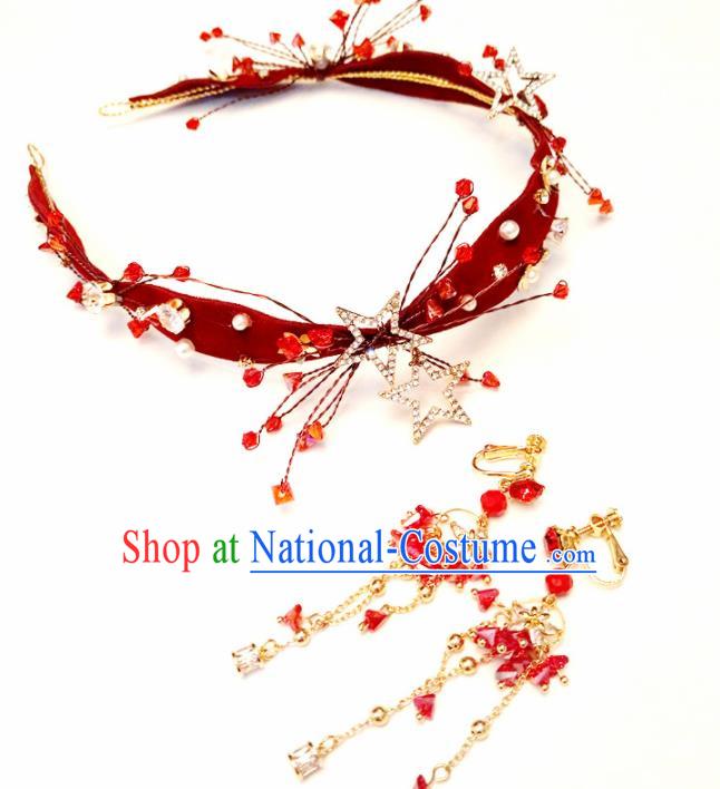 Top Chinese Traditional Hair Accessories Classical Wedding Red Hair Clasp for Women