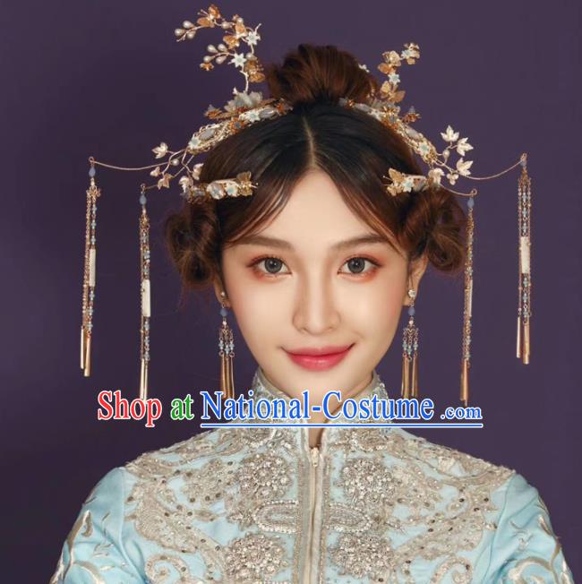 Top Chinese Traditional Wedding Hair Accessories Classical Tassel Hairpins Headdress for Women