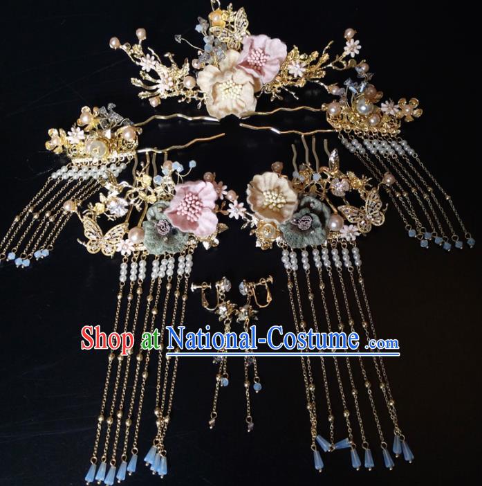 Top Chinese Traditional Hair Accessories Classical Wedding Hairpins Tassel Hair Combs Headdress for Women