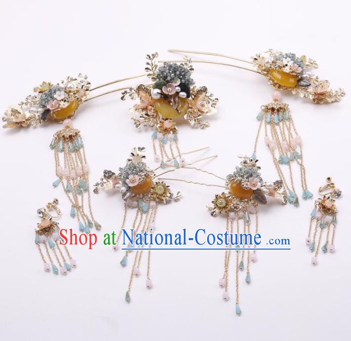 Top Chinese Traditional Wedding Hair Accessories Ancient Palace Hairpins Complete Set for Women