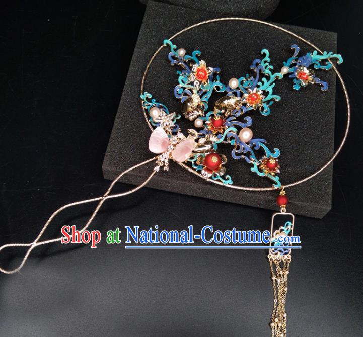 Chinese Traditional Wedding Accessories Classical Bride Cloisonne Palace Fans for Women