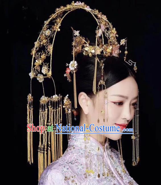 Top Chinese Traditional Hair Accessories Ancient Wedding Phoenix Coronet Palace Hairpins Complete Set for Women