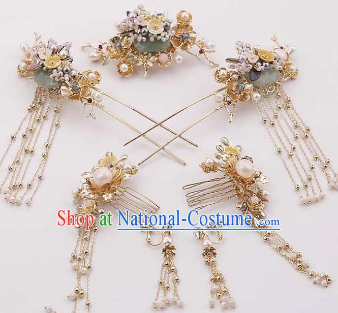 Top Chinese Traditional Hair Accessories Ancient Classical Hair Combs Palace Hairpins Complete Set for Women