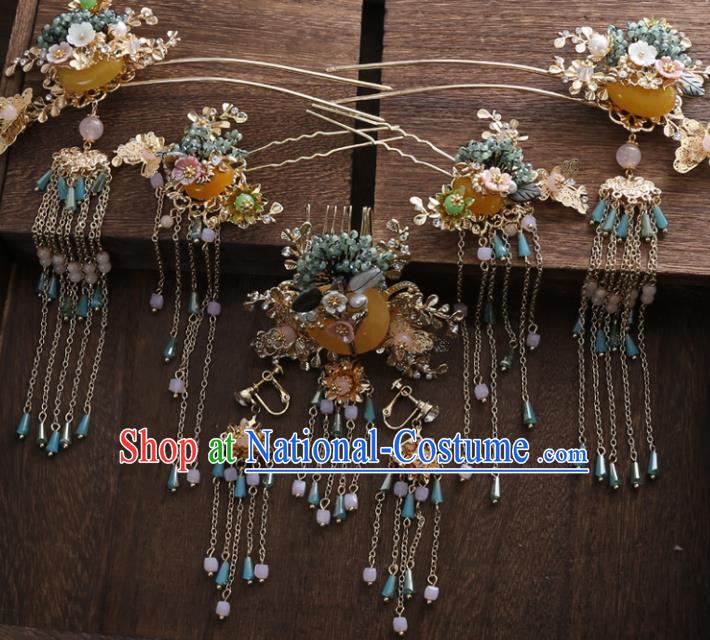 Top Chinese Ancient Traditional Wedding Hair Accessories Hair Combs Hairpins Complete Set for Women