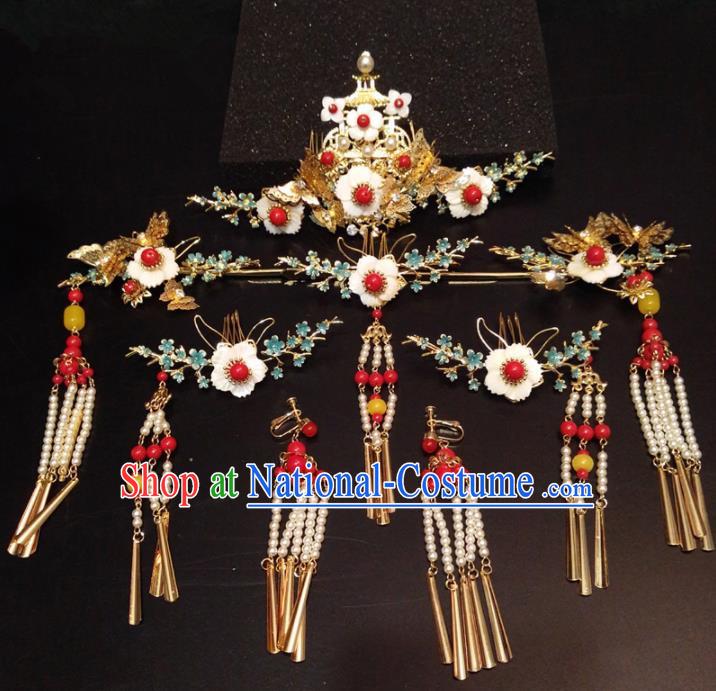 Top Chinese Ancient Traditional Hair Accessories Wedding Phoenix Coronet Hairpins Complete Set for Women