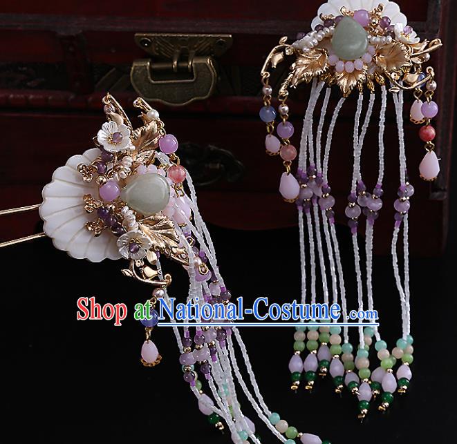 Top Chinese Traditional Hair Accessories Ancient Classical Tassel Step Shake Palace Hairpins for Women