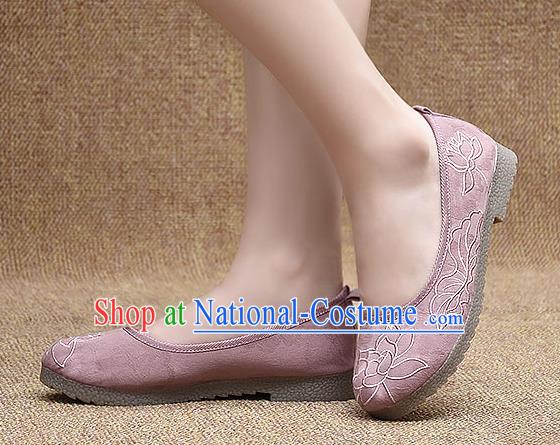 Chinese Shoes Wedding Shoes Traditional Embroidered Lotus Shoes Bride Pink Shoes for Women