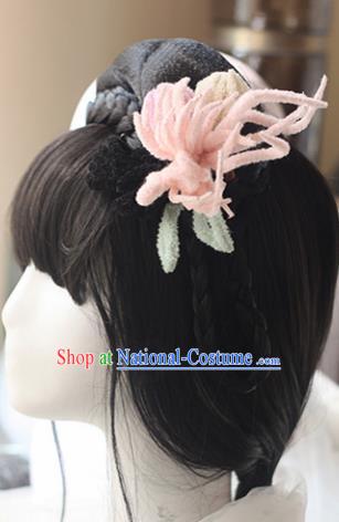 Top Chinese Traditional Hair Accessories Classical Palace Pink Chrysanthemum Hairpins for Women