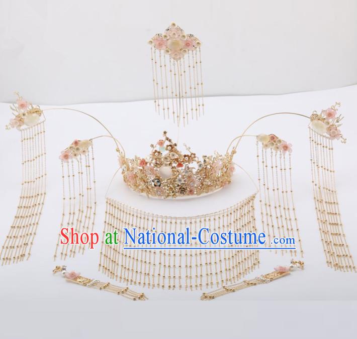 Top Chinese Traditional Wedding Hair Accessories Classical Tassel Phoenix Coronet Hairpins Headdress for Women