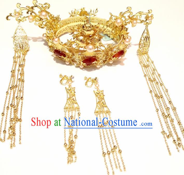 Top Chinese Traditional Wedding Hair Accessories Ancient Classical Palace Phoenix Coronet Hairpins Headdress for Women