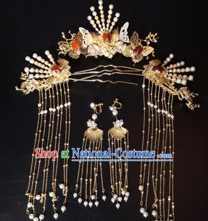 Top Chinese Traditional Wedding Hair Accessories Ancient Classical Tassel Hairpins Headdress for Women