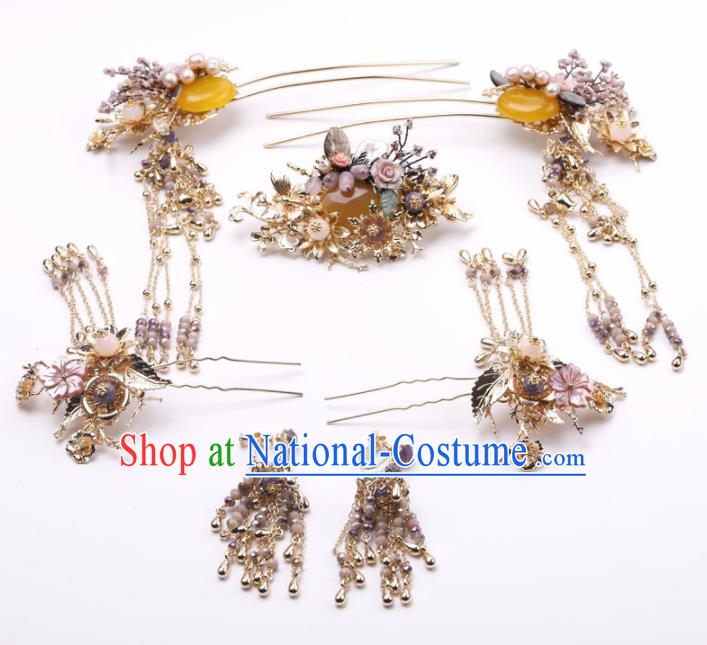 Top Chinese Traditional Wedding Hair Accessories Ancient Palace Hairpins Complete Set for Women