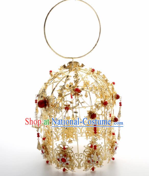 Chinese Traditional Wedding Accessories Classical Bride Golden Palace Cabas for Women