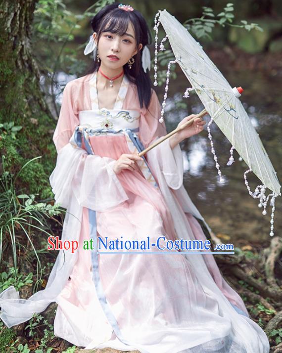 Chinese Ancient Drama Peri Goddess Hanfu Dress Traditional Tang Dynasty Palace Princess Replica Costumes for Women