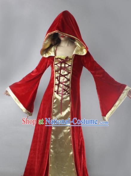 Top Grade Halloween Costumes Fancy Ball Cosplay Hag Witch Red Dress for Women