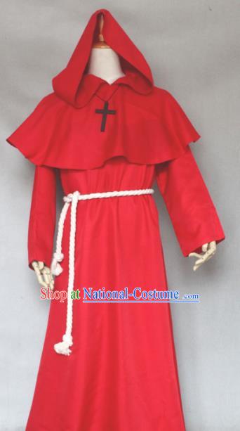 Top Grade Halloween Priest Costumes Fancy Ball Cosplay Pastor Red Clothing for Men