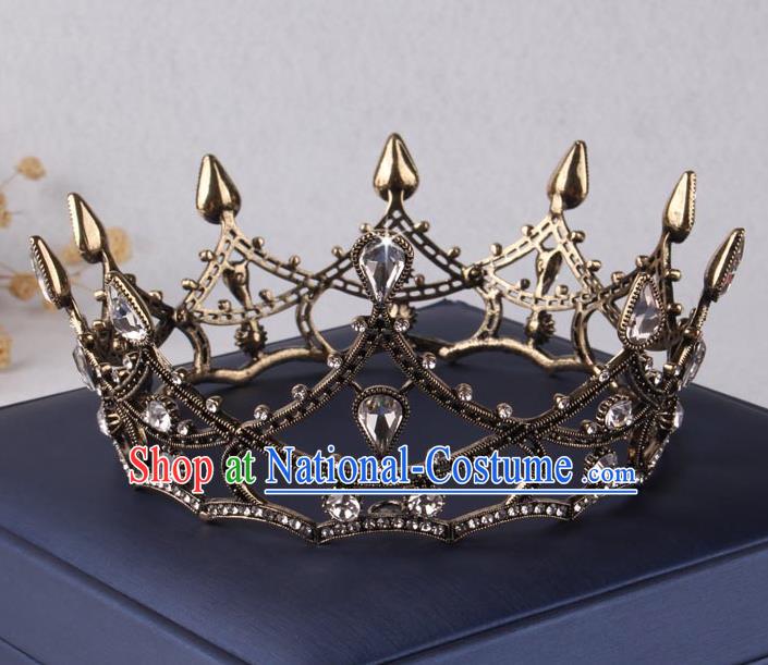 Top Grade Gothic Hair Accessories Crystal Black Royal Crown for Women