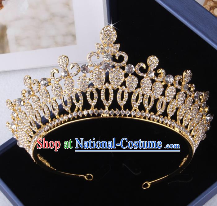 Top Grade Gothic Hair Accessories Catwalks Princess Golden Crystal Royal Crown for Women