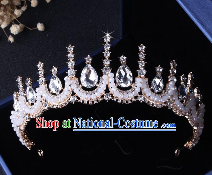 Top Grade Gothic Hair Accessories Catwalks Princess Crystal Beads Royal Crown for Women