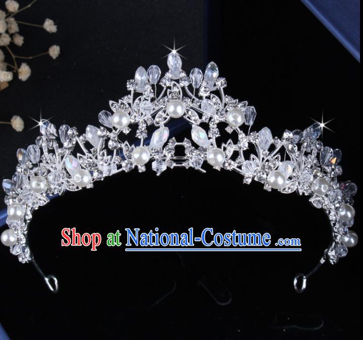 Top Grade Gothic Hair Accessories Catwalks Princess Crystal Pearls Royal Crown for Women