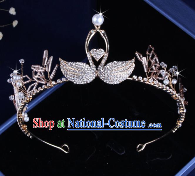 Top Grade Gothic Hair Accessories Catwalks Princess Crystal Swan Royal Crown for Women