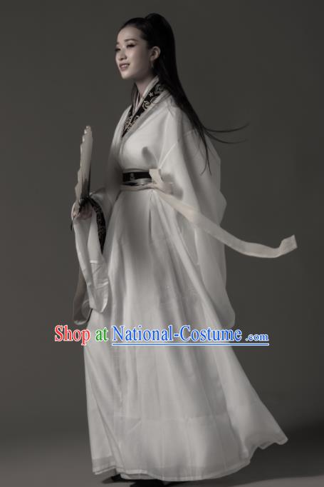 Chinese Ancient Female Swordsman Hanfu Dress Traditional Jin Dynasty Nobility Lady Embroidered Replica Costumes for Women