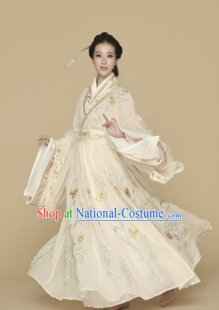 Chinese Ancient Princess Hanfu Dress Traditional Jin Dynasty Palace Lady Embroidered Replica Costumes for Women