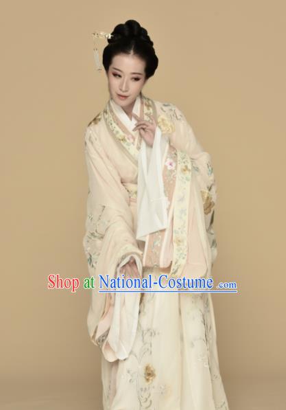 Chinese Ancient Princess Hanfu Dress Traditional Jin Dynasty Palace Lady Embroidered Replica Costumes for Women