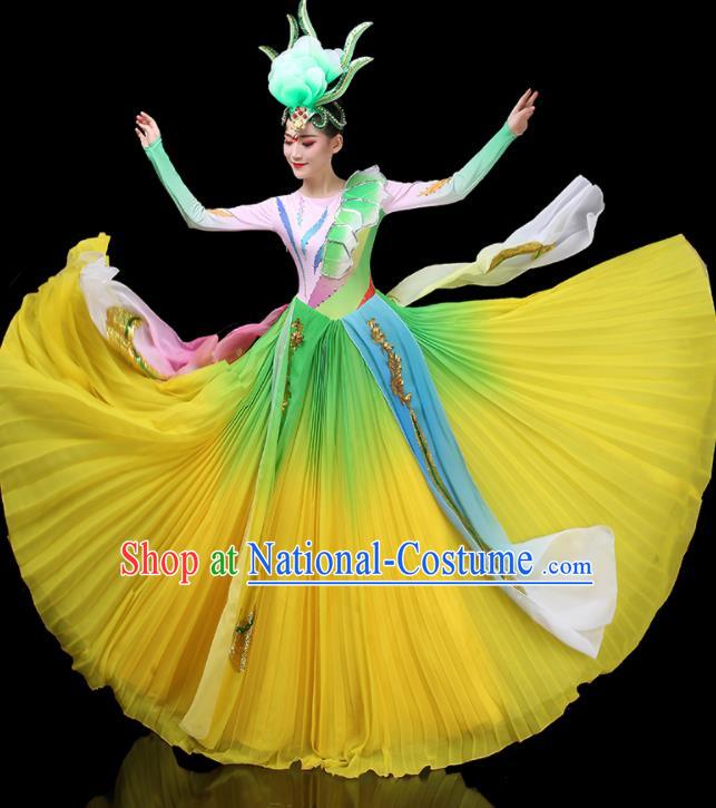 Top Grade Stage Show Costumes Group Dance Modern Dance Chorus Yellow Dress for Women