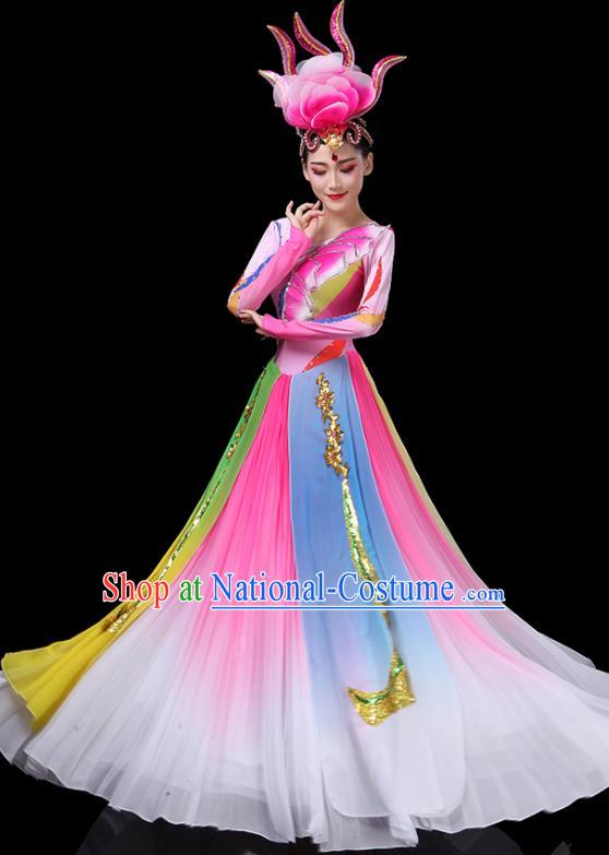 Top Grade Stage Show Costumes Group Dance Modern Dance Chorus Pink Dress for Women