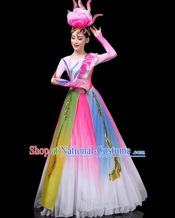 Top Grade Stage Show Costumes Group Dance Modern Dance Chorus Pink Dress for Women