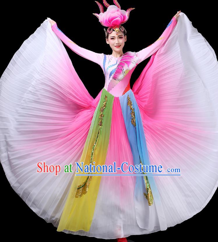 Top Grade Stage Show Costumes Group Dance Modern Dance Chorus Pink Dress for Women