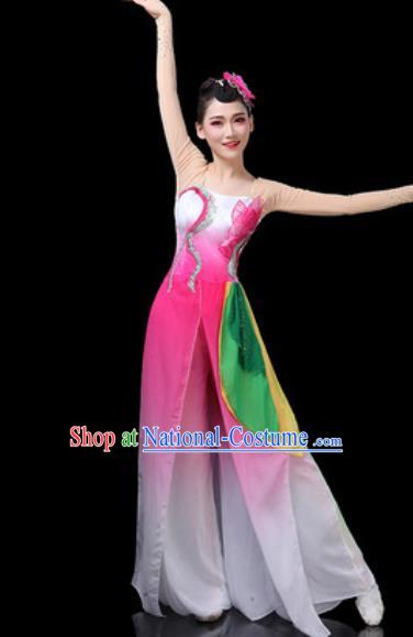 Chinese Traditional Classical Dance Costumes Fan Dance Group Dance Lotus Dance Pink Dress for Women