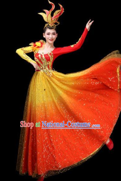 Top Grade Chorus Stage Show Costumes Group Dance Modern Dance Red Dress for Women