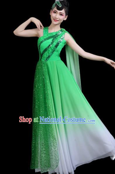 Top Grade Chorus Stage Show Costumes Group Dance Modern Dance Green Dress for Women