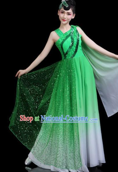 Top Grade Chorus Stage Show Costumes Group Dance Modern Dance Green Dress for Women