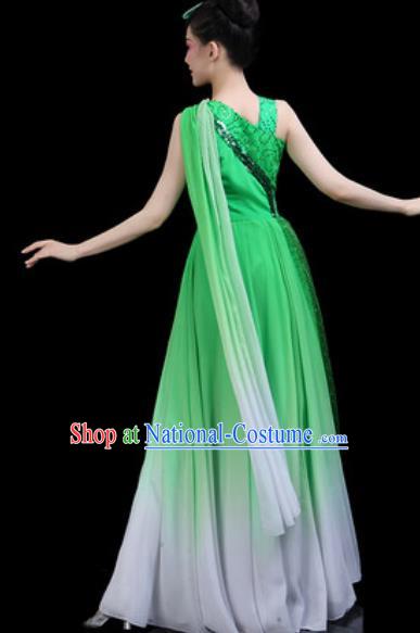 Top Grade Chorus Stage Show Costumes Group Dance Modern Dance Green Dress for Women