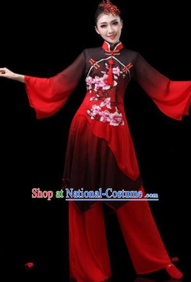 Chinese Traditional Classical Dance Costumes Fan Dance Group Dance Umbrella Dance Red Dress for Women