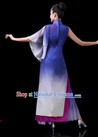 Chinese Traditional Classical Dance Costumes Umbrella Dance Royalblue Dress for Women