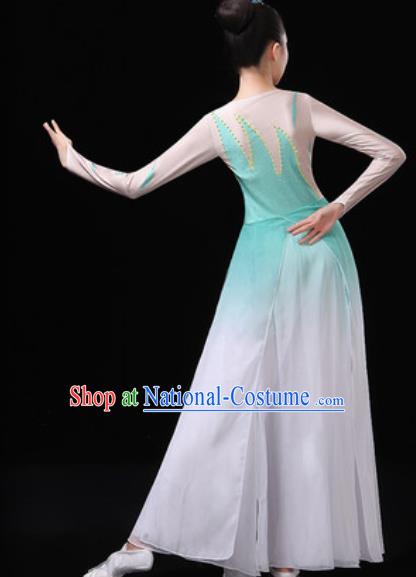 Chinese Traditional Classical Dance Costumes Umbrella Dance Group Dance Green Dress for Women