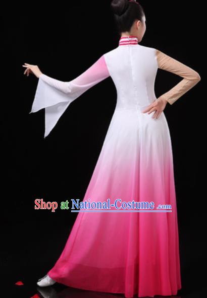 Chinese Traditional Classical Dance Costumes Umbrella Dance Group Dance Pink Dress for Women