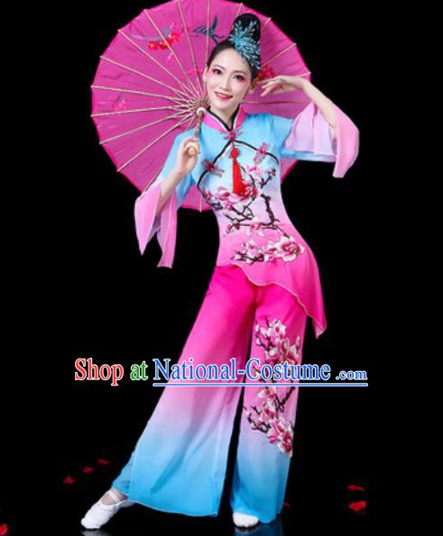 Chinese Traditional Folk Dance Costumes Umbrella Dance Yangko Group Dance Clothing for Women