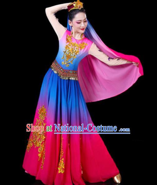 Chinese Ethnic Costumes Traditional Uyghur Nationality Folk Dance Dress for Women